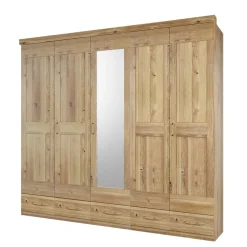 Wohnen Asteiche Schlafzimmerschrank mit Spiegel - 5-türig - Zamron