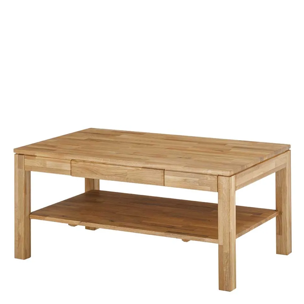 Wohnen Asteiche Sofatisch mit Schublade und Ablage - Hoxtona