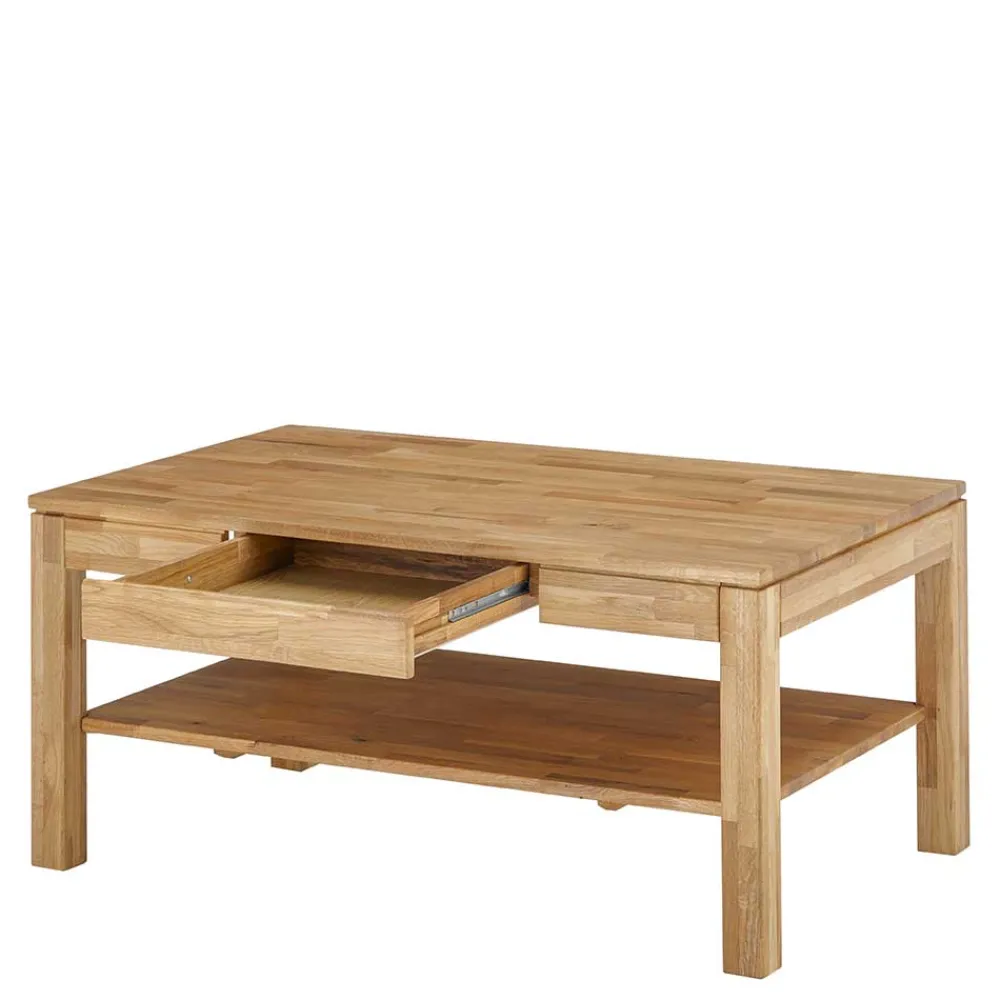 Wohnen Asteiche Sofatisch mit Schublade und Ablage - Hoxtona