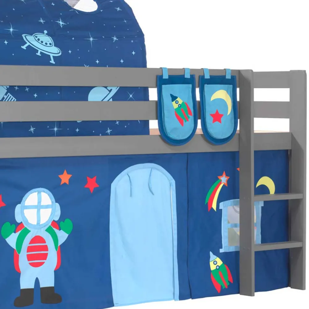 Kinder Wohnen Astronaut Weltraum Hochbett in Grau - Fiorentina