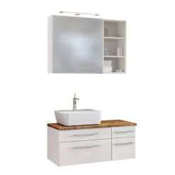 Wohnen Weiße Möbel|Glasmöbel*Aufsatzbecken Waschtisch fürs Bad - Enwicos I (dreiteilig)