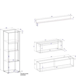 Wohnen Wohnwände|Wohnwand*Ausgefallene Wohnwand Möbel Set - Nonessia (vierteilig)