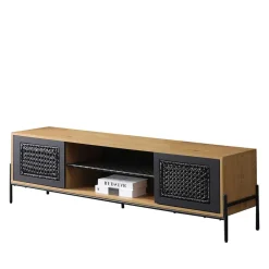 Wohnen Tv & Hifi-Möbel|Tv & Hifi-Möbel*Ausgefallenes TV Board mit Kunstrattan Einsätzen - Zavias