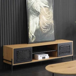 Wohnen Tv & Hifi-Möbel|Tv & Hifi-Möbel*Ausgefallenes TV Board mit Kunstrattan Einsätzen - Zavias