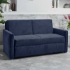 Wohnen Schlafsofas*Ausklappbare Bettcouch in Blau Stoff - Jeen