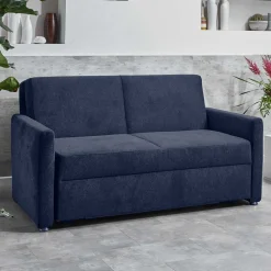 Wohnen Schlafsofas*Ausklappbare Bettcouch in Blau Stoff - Jeen