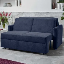 Wohnen Schlafsofas*Ausklappbare Bettcouch in Blau Stoff - Jeen