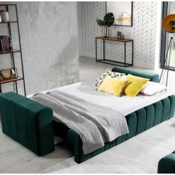 Wohnen Ausklappbares Sofa in Grün Samt - Olenka