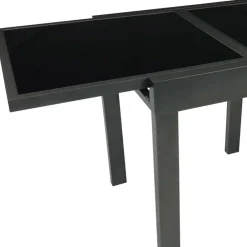 Wohnen Metall-Gartenmöbel*Ausziehbarer Balkontisch aus Schwarzglas - Gianmario
