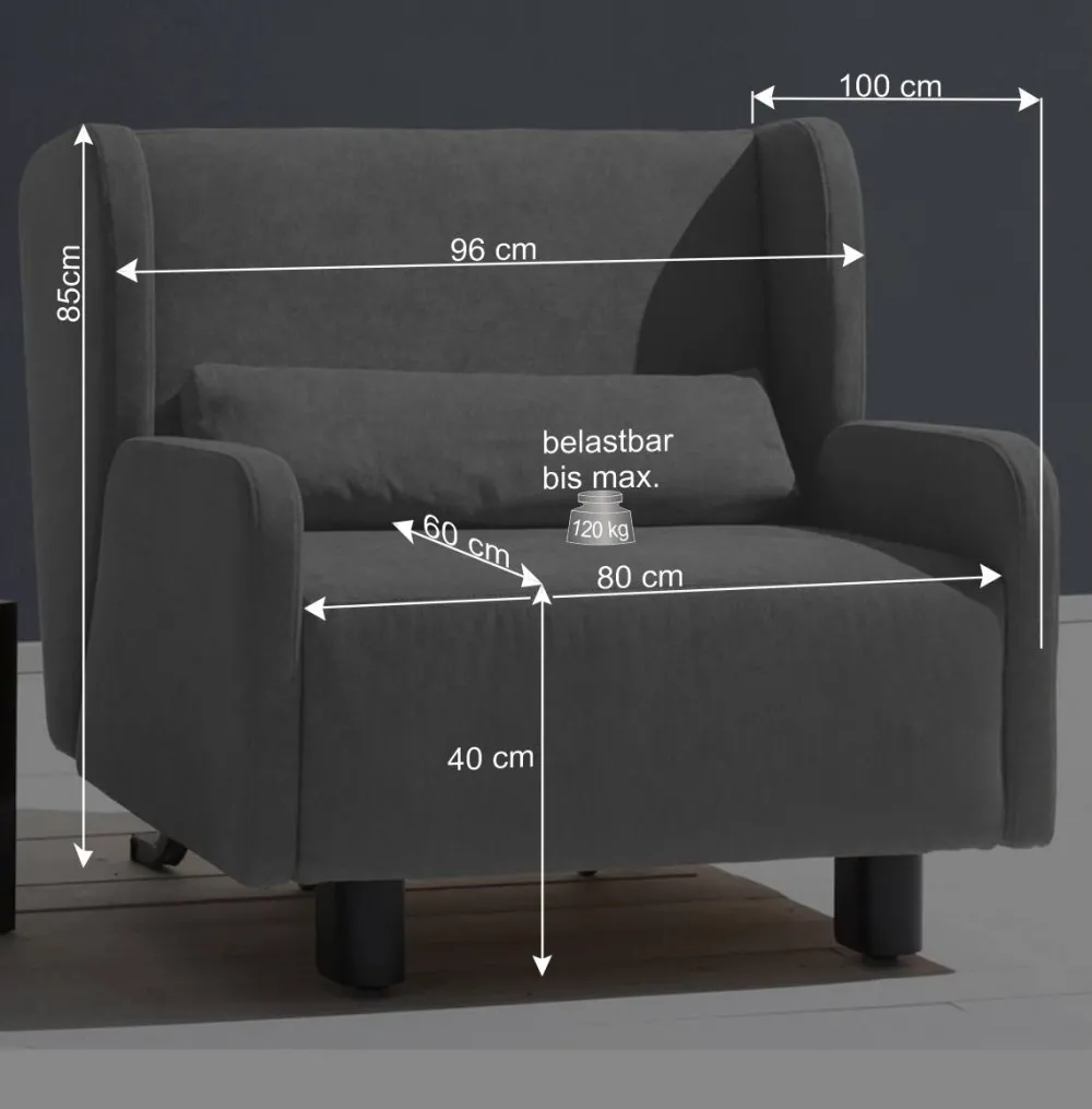 Wohnen Ausziehbarer Ohrensessel mit Bettfunktion - Actina