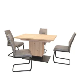 Wohnen Tische|Küchen-Essgruppen*Ausziehbarer Säulentisch & Stühle - Vendelyn (fünfteilig)