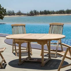 Wohnen Teakholz-Gartenmöbel*Ausziehbarer Teakholz Gartentisch rund oval - Klahuma