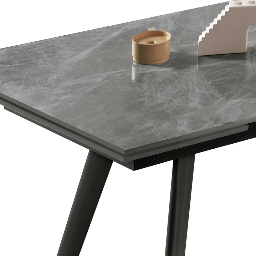Wohnen Esszimmertische*Ausziehbarer Tisch in Hellgrau Marmoroptik - Beluah