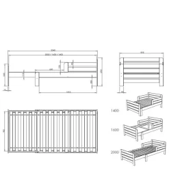 Kinder Wohnen Ausziehbares Kinderbett in zwei Größen - Rivossa