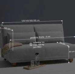 Wohnen Sofas|Sofa*Ausziehbares Schlafsofa in Grau Stoff - Kioto