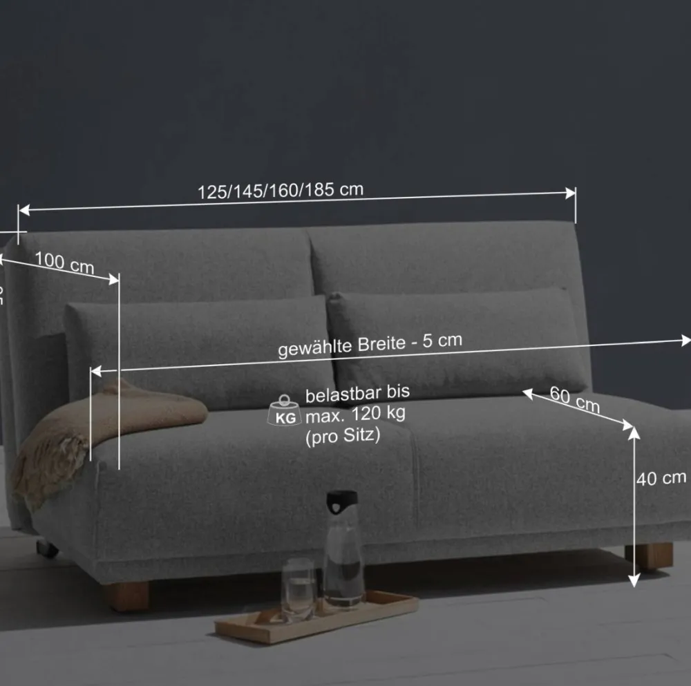 Wohnen Sofas|Sofa*Ausziehbares Schlafsofa in Grau Stoff - Kioto