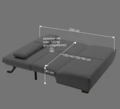 Wohnen Sofas|Sofa*Ausziehbares Schlafsofa in Grau Stoff - Kioto