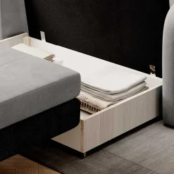 Wohnen Schlafsofas*Ausziehcouch in Hellgrau und Rosenholz - Kedany