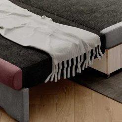 Wohnen Schlafsofas*Ausziehcouch in Hellgrau und Rosenholz - Kedany