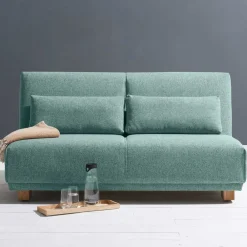 Wohnen Ausziehsofa in Petrol & Eiche - Olzaia