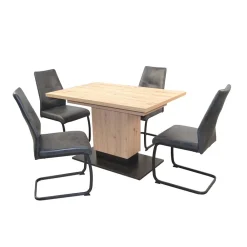 Wohnen Küchen-Essgruppen|Esszimmer Komplett*Ausziehtisch & Schwingstühle Set - Gedeon (fünfteilig)