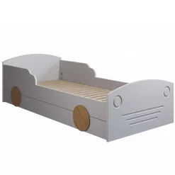 Kinder Wohnen Autobett mit Bettkasten in Weiß und Kiefer - Vision
