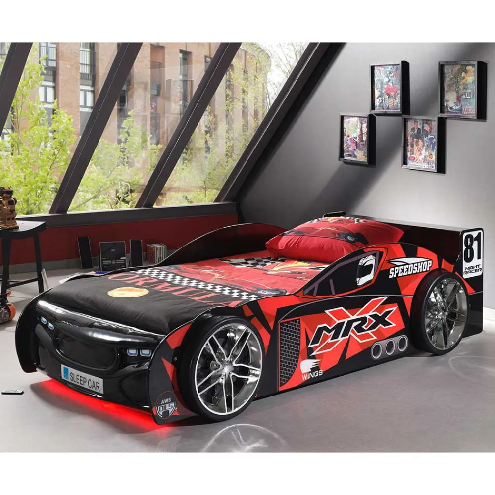 Kinder Wohnen Autobett mit Matratze - Rennwagen Design - Olivo