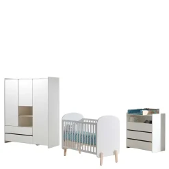 Wohnen Kindermöbel|Babyzimmer Komplett*Babybett & Wickelkommode & Kleiderschrank - Mauricia (dreiteilig)