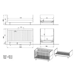 Wohnen Babybett und Wickelkommode im Set - Suzanas (zweiteilig)