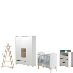 Kinder Wohnen Babyzimmer Kompletteinrichtung in Weiß - Mauricia (vierteilig)