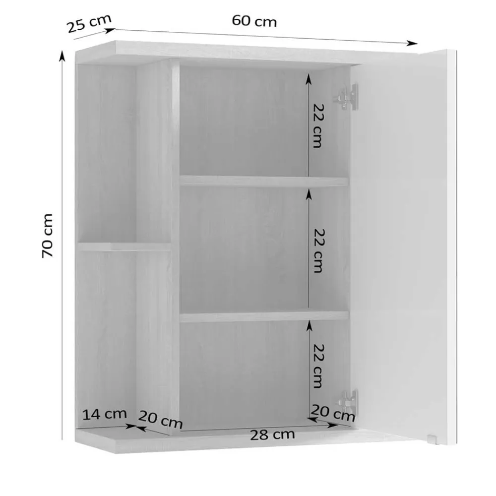 Wohnen Bad-Spiegelschränke*Bad Hängeschrank mit Spiegeltür - Asutria