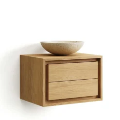 Wohnen Waschtisch|Waschbeckenunterschränke*Bad Hänge-Waschtisch aus Massivholz Teak - Reddnas