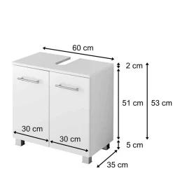 Wohnen Waschtisch|Waschbeckenunterschränke*Bad Hochglanz Unterschrank für Waschbecken - Vohdan I