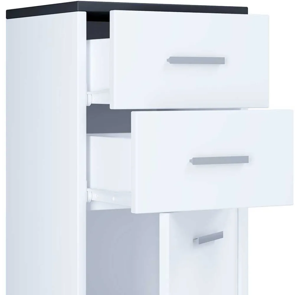 Wohnen Graue Möbel|Weiße Möbel*Bad Hochkommode mit Schubladen und Tür - Rondja