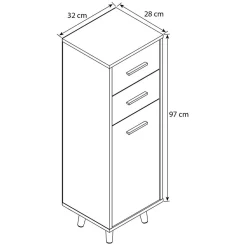 Wohnen Graue Möbel|Weiße Möbel*Bad Hochkommode mit Schubladen und Tür - Rondja