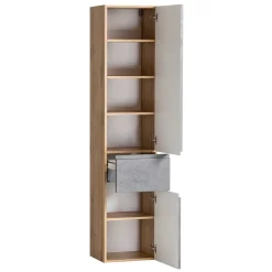 Wohnen Bad Hochschrank in Beton & Holz Dekor - Mia