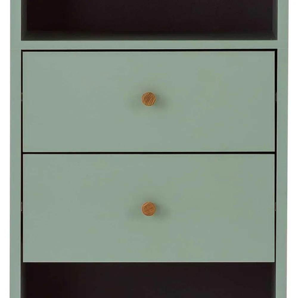 Wohnen Skandinavische Möbel|Badschränke*Bad Hochschrank in Graugrün & Eiche - Vereny