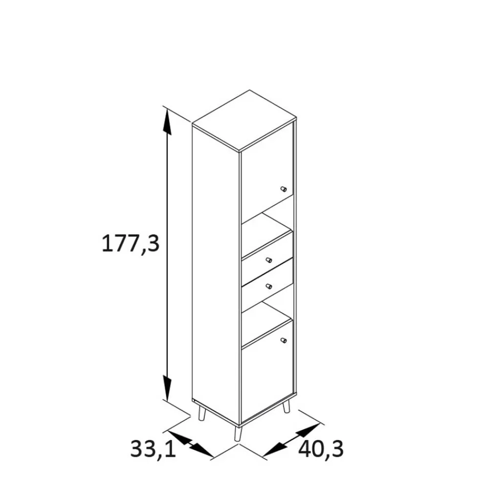 Wohnen Skandinavische Möbel|Badschränke*Bad Hochschrank in Graugrün & Eiche - Vereny