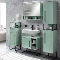 Wohnen Graue Möbel|Badschränke*Bad Hochschrank in Mint Grün & Anthrazit - Esdrus