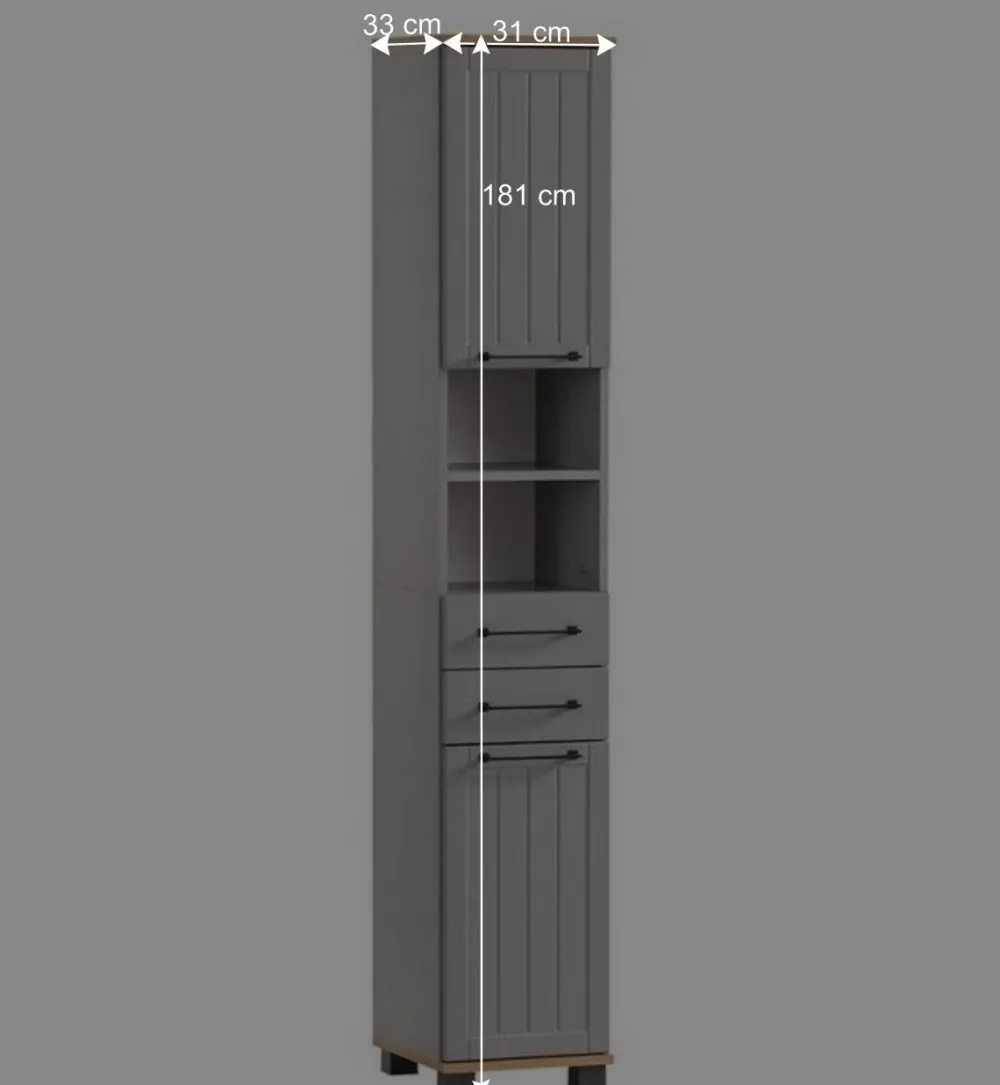 Wohnen Bad Hochschrank in Platingrau - Benja