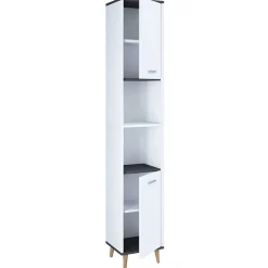 Wohnen Badschränke*Bad Hochschrank in Weiß und Anthrazit - Rondja