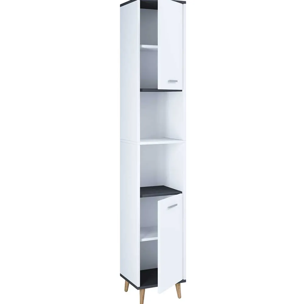 Wohnen Badschränke*Bad Hochschrank in Weiß und Anthrazit - Rondja