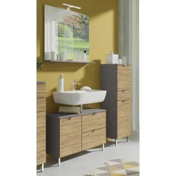 Wohnen Badezimmer Komplett*Bad Kombination Möbel zweifarbig - Tanjura (dreiteilig)