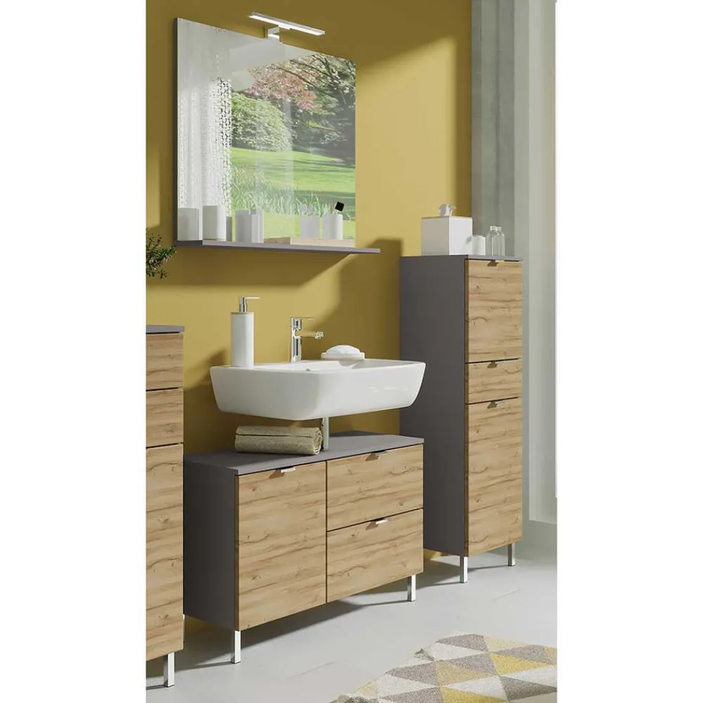 Wohnen Badezimmer Komplett*Bad Kombination Möbel zweifarbig - Tanjura (dreiteilig)