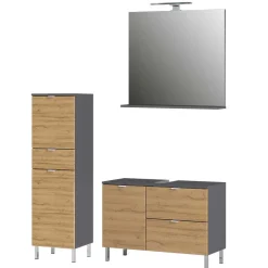 Wohnen Badezimmer Komplett*Bad Kombination Möbel zweifarbig - Tanjura (dreiteilig)