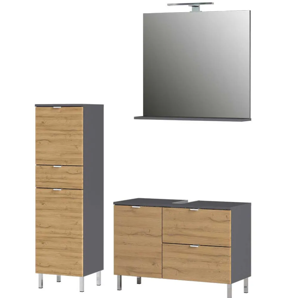 Wohnen Badezimmer Komplett*Bad Kombination Möbel zweifarbig - Tanjura (dreiteilig)