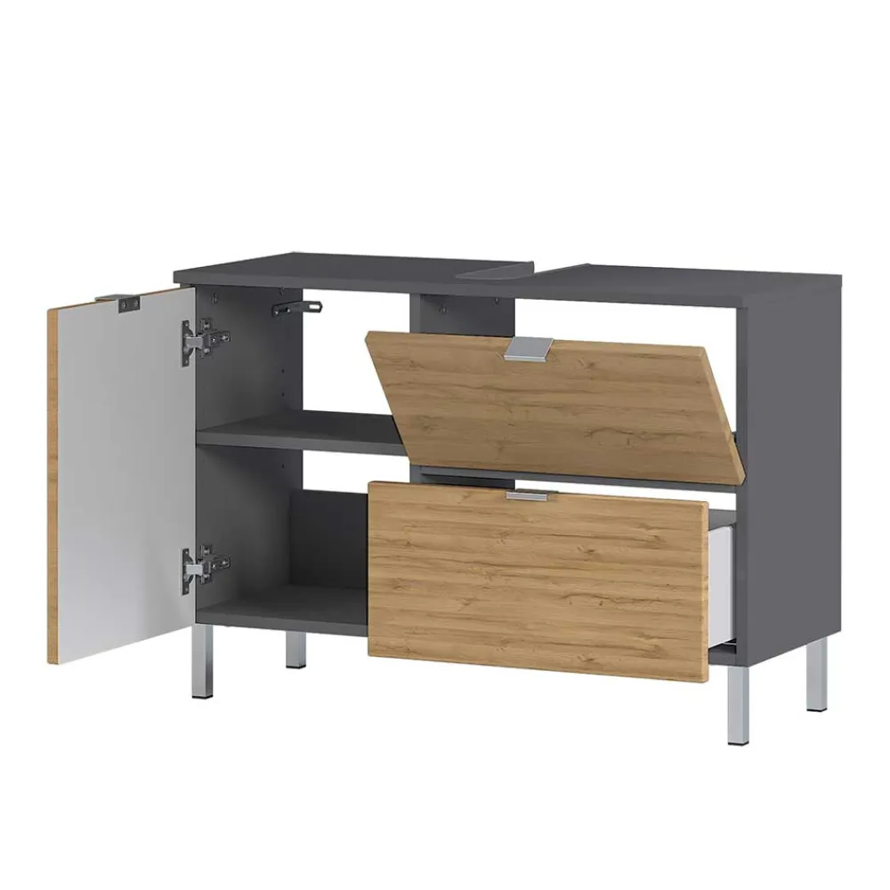 Wohnen Badezimmer Komplett*Bad Kombination Möbel zweifarbig - Tanjura (dreiteilig)