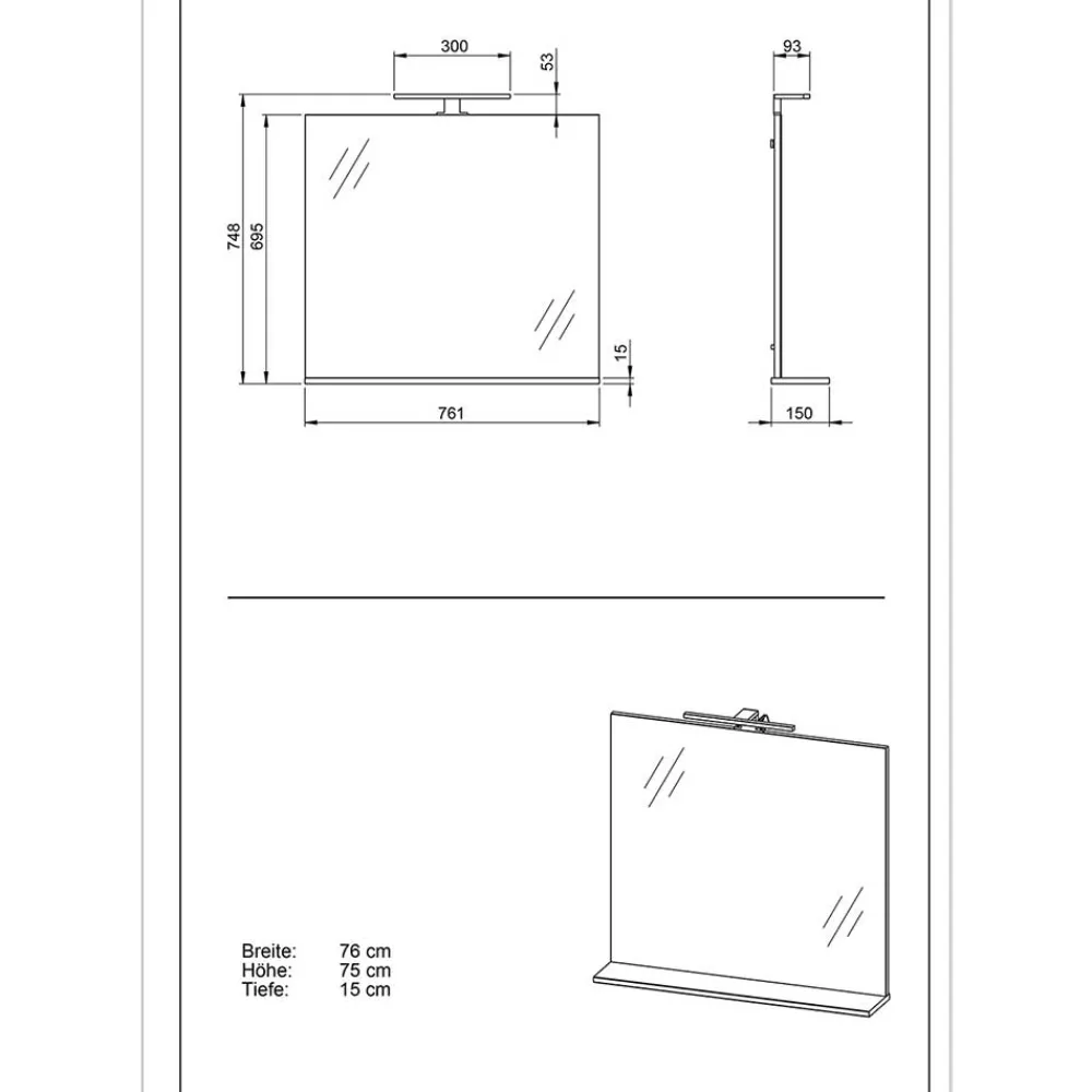 Wohnen Badezimmer Komplett*Bad Kombination Möbel zweifarbig - Tanjura (dreiteilig)