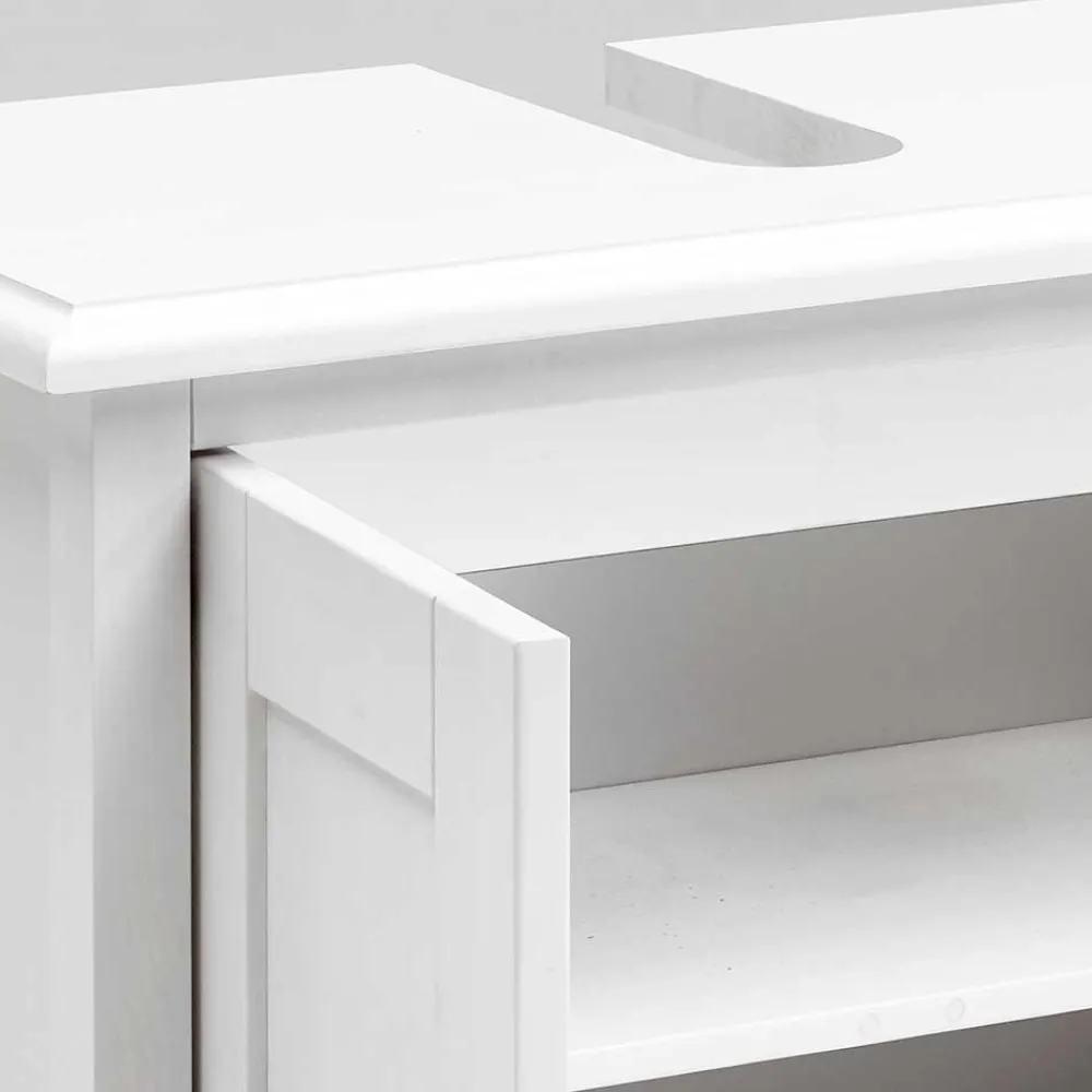 Wohnen Waschtisch|Waschbeckenunterschränke*Bad Landhaus Unterbeckenschrank in Weiß - Satumare