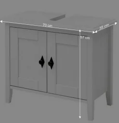 Wohnen Waschtisch|Waschbeckenunterschränke*Bad Landhaus Unterbeckenschrank in Weiß - Satumare